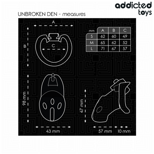 Gabbia per pene ADDICTED TOYS LOCKED, in acciaio, lunghezza 9,8 cm, dispositivo di contenimento per uomini.