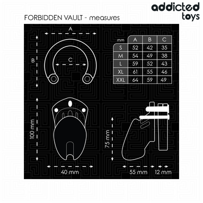 Gabbia per pene ADDICTED TOYS LOCKED Forbidden Vault, 10 cm, in metallo con cinturino regolabile e chiusura di sicurezza
