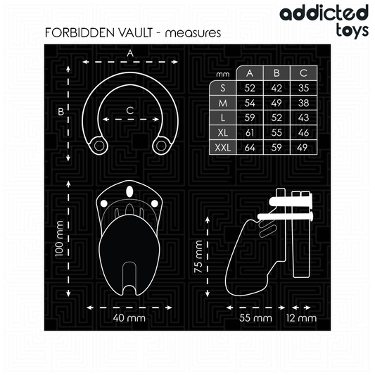 Gabbia per pene ADDICTED TOYS LOCKED Forbidden Vault, 10 cm, in metallo con cinturino regolabile e chiusura di sicurezza