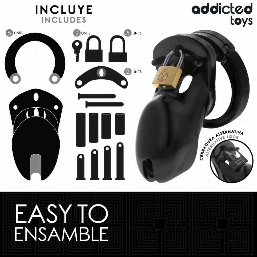 Gabbia per pene ADDICTED TOYS LOCKED Forbidden Vault di 10 cm, in metallo con cinturino regolabile per contenimento maschile