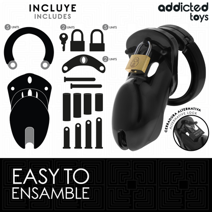 Gabbia per pene ADDICTED TOYS LOCKED Forbidden Vault di 10 cm, in metallo con cinturino regolabile per contenimento maschile