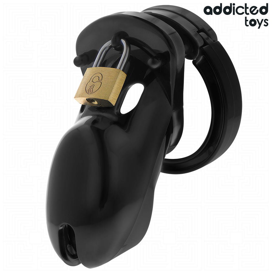 Gabbia per pene ADDICTED TOYS LOCKED Forbidden Vault, 10 cm, in metallo nero, con cinturino regolabile e chiusura di sicurezza