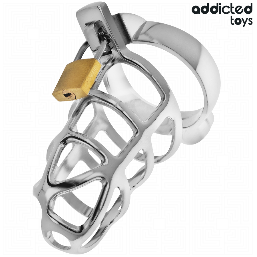 Gabbia per pene in metallo ADDICTED TOYS LOCKED con blocco in argento, taglia S, adatta alla privazione e al controllo.
