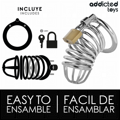 Gabbia per pene ADDICTED TOYS LOCKED in metallo con celle di ferro, misura S, 4 cm, dispositivo di costrizione maschile.