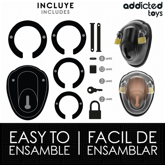 Gabbia per pene ADDICTED TOYS LOCKED, senza chiave, lunghezza 11,5 cm, in metallo, chiusura sicura e resistente