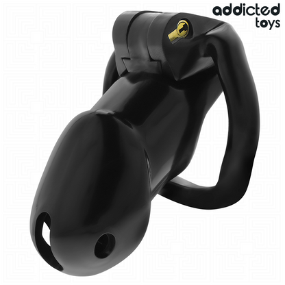 Gabbia per pene taglia L ADDICTED TOYS LOCKED MINDNIGHT CELL, struttura in metallo per restrizione e gioco BDSM.