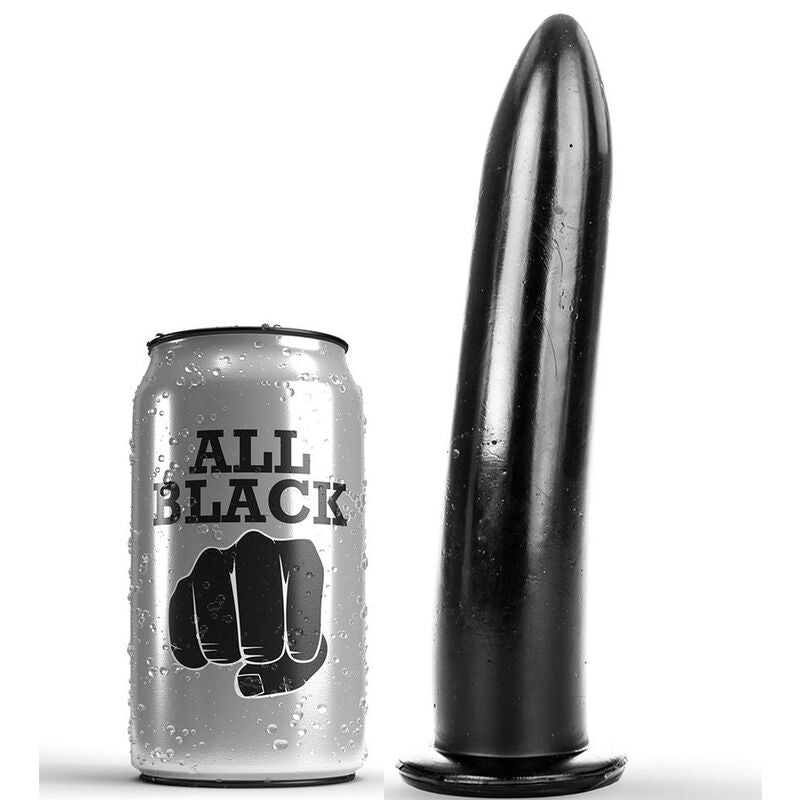 Dilatatore anale e vaginale nero di 20 cm del marchio ALL BLACK, mostrato in primo piano su sfondo neutro.
