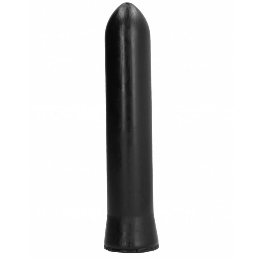Dildo nero lungo 22 cm della marca All Black, con superficie liscia e design realistico, visibile in immagine.