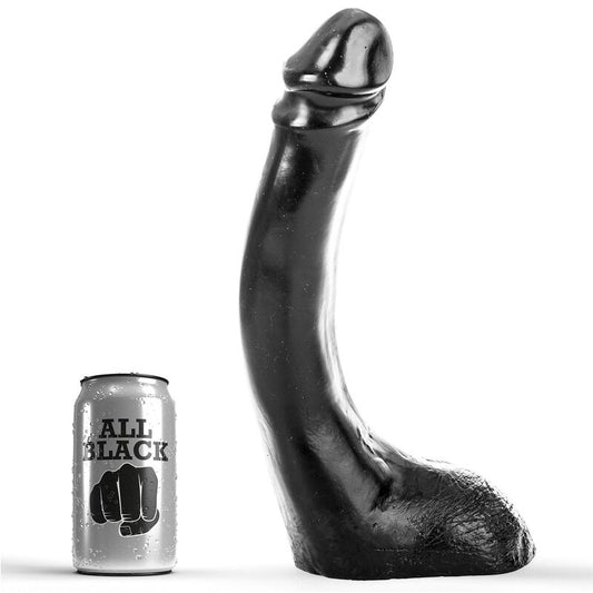 Dildo nero da 29 cm per fisting, marca ALL BLACK, con superficie liscia e design realistico.