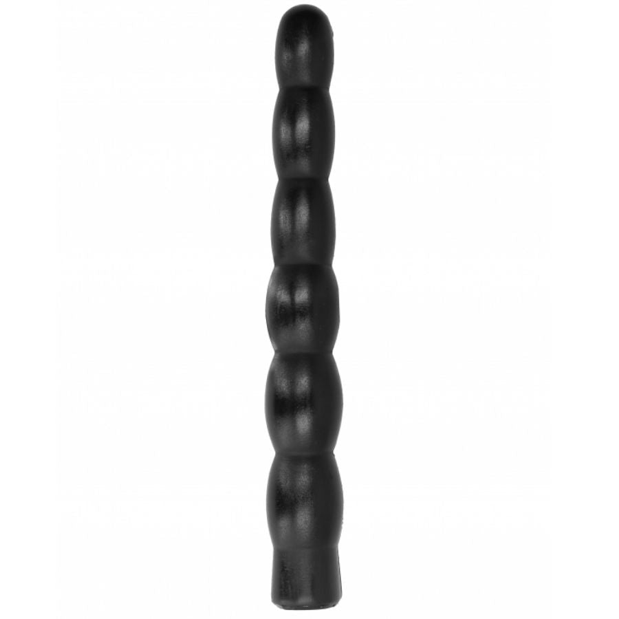 Dildo anale nero ALL BLACK da 32 cm con superficie liscia e dettagli realistici, ideale per giochi intimi e stimolazione.