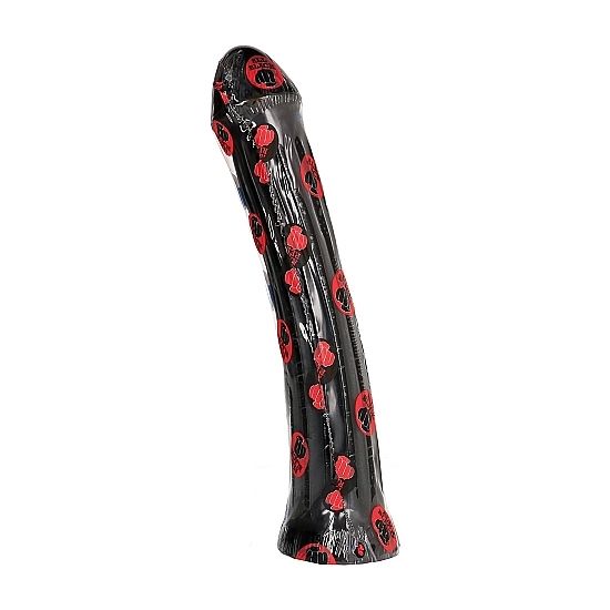 Dildo con plug nero ALL BLACK, lungo 31 cm, in silicone, visibile con dettagli lisci e curvi, ideale per stimolazione intensa.