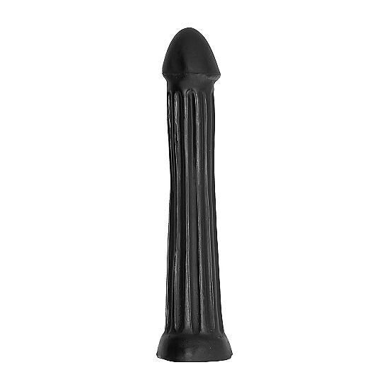 Dildo nero con plug da 31 cm della marca ALL BLACK, visibile con dettagli realistici e superficie liscia in immagine.