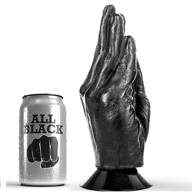 Dildo Fisting nero di 21 cm della marca ALL BLACK, superficie liscia e dettagli realistici, ideale per giochi di plush e fisting.