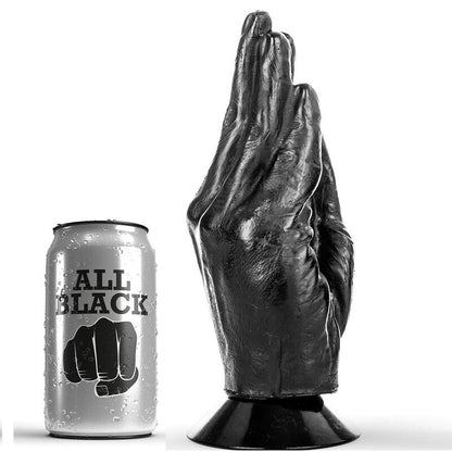 Dildo Fisting nero di 21 cm della marca ALL BLACK, superficie liscia e dettagli realistici, ideale per giochi di plush e fisting.
