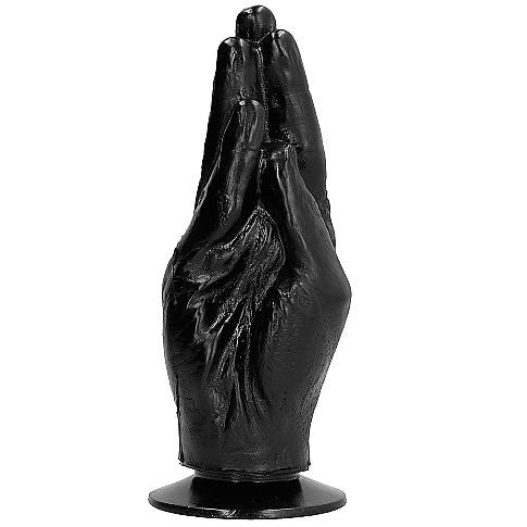 Dildo fisting nero ALL BLACK, lunghezza di 21 cm, con superficie liscia e realistica, ideale per uso erotico e stimolazione.