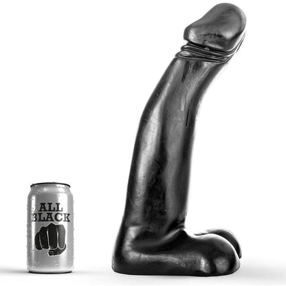 Dildo fisting nero realistico ALL BLACK, lunghezza di 29 cm, con dettagli realistici e superficie liscia.