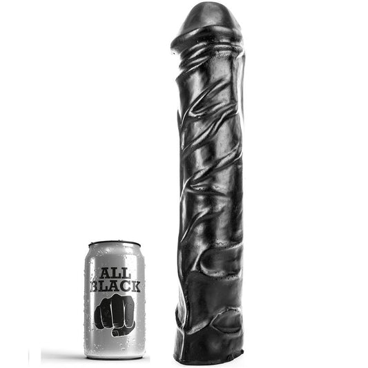 Dildo gigante ALL BLACK con pugno morbido, lunghezza di 32 cm, in materiale realistico, dettagliato e morbido al tatto.
