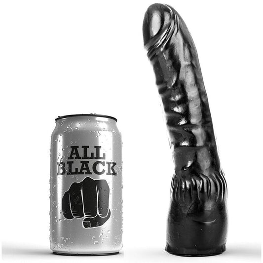 Dildo nero realistico da 20 cm della linea ALL BLACK, con dettagli realistici e superficie liscia, ideale per uso personale.