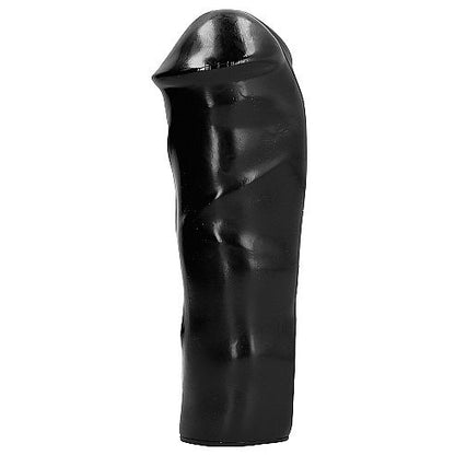 Dildo realistico nero da 20 cm del marchio ALL BLACK, dettagli realistici e superficie liscia.