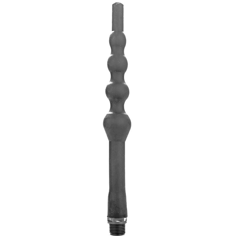 Dildo anale in silicone nero con perline, lunghezza di 27 cm, marchio ALL BLACK, visibile in immagine.