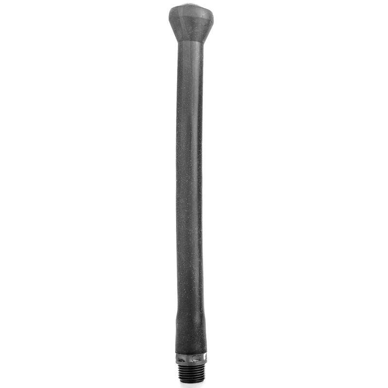 Doccione anale in silicone nero ALL BLACK con sistema stopper, lunghezza di 27 cm, visibile in immagine.