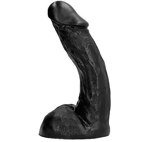Dongi nero ALL BLACK da 23 cm, realistico e dettagliato, con superficie liscia e forma anatomica, ideale per uso personale.