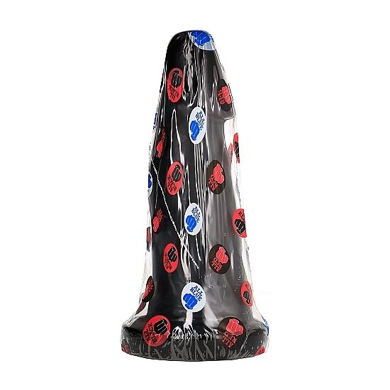 DONG nero lungo 27 cm della marca ALL BLACK, dettagli realistici e superficie liscia, visibile in primo piano nell'immagine.