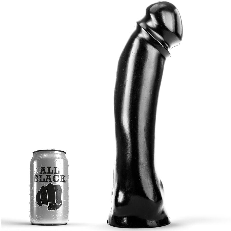 DONG nero lungo 33 cm del marchio ALL BLACK, superficie liscia e realistica, visibile in primo piano nell'immagine.