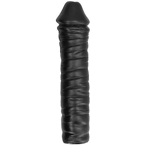 Dong nero lungo 38 cm di marca ALL BLACK, con superficie liscia e dettagli realistici, ideale per il piacere personale.