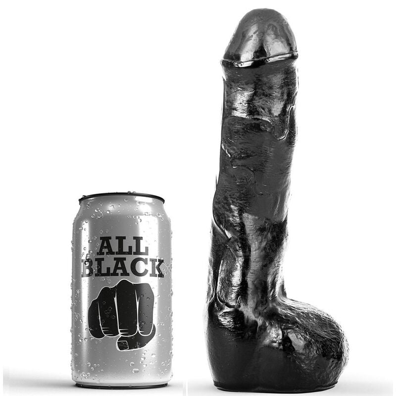 Penna anale realistico nero di 20 cm di marca ALL BLACK, dettaglio di superficie e forma naturale.