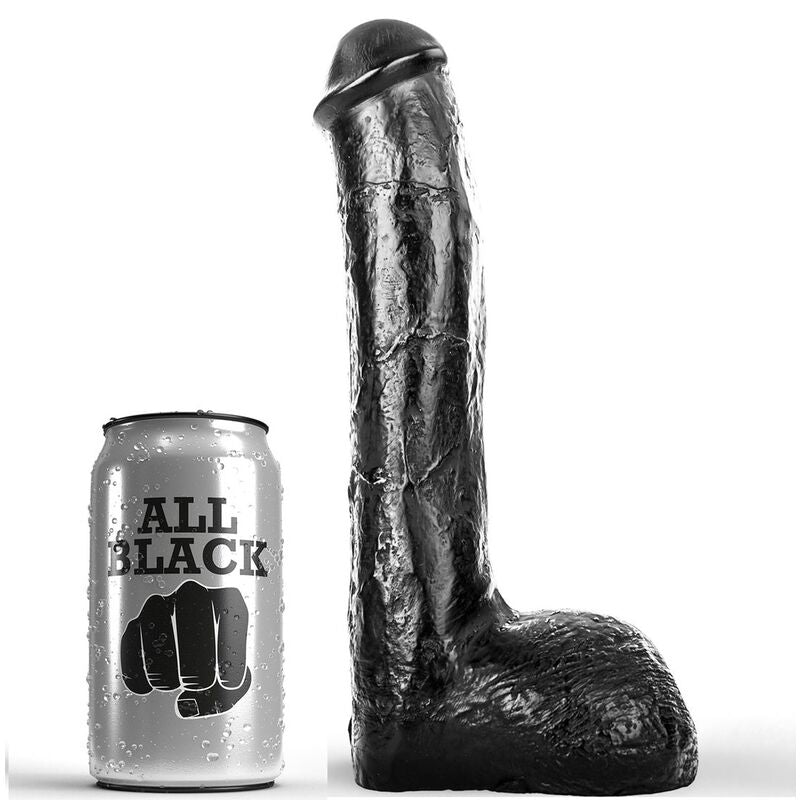 Penis anale realistico nero ALL BLACK di 23 cm, dettagli realistici, morbido e anatomico, ideale per giochi intimi.