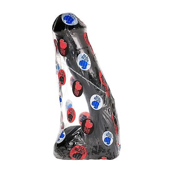 Penis anale realistico nero di 23 cm del marchio ALL BLACK, dettagli realistici e forma naturale, visibile in immagine.