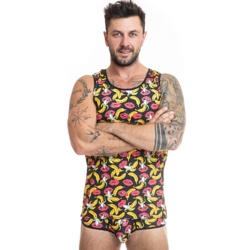 Top banana ANAIS MEN in tessuto leggero, colore giallo, con dettagli di design in stile casual.