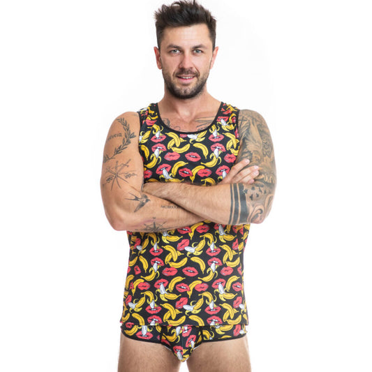 Top banana ANAIS MEN in tessuto leggero, colore giallo, con dettagli di design in stile casual.