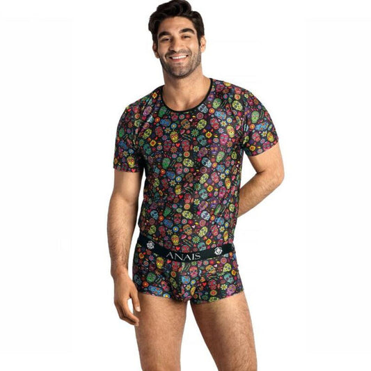 T-shirt ANAIS MEN Mexico in cotone, taglia S, con stampa colorata sul davanti, morbido e comodo da indossare.