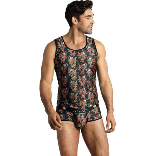 Maglietta sportiva ANAIS MEN POWER TOP S in tessuto morbido, colore nero, con logo sulla parte anteriore.