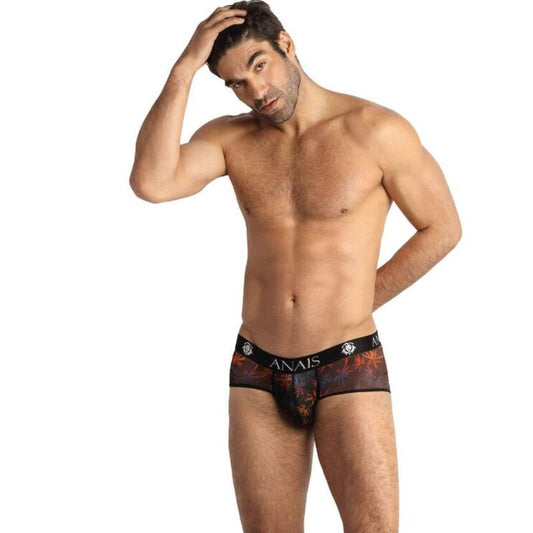 Slip maschile ANAIS MEN CHILL Boxer Brief in cotone, colore blu con dettagli neri, vista frontale su modello.