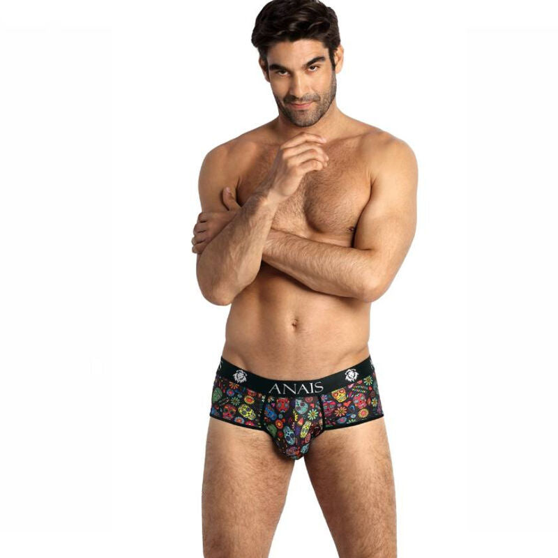 Boxer e slip ANAIS MEN Mexico Breve S, intimo maschile in cotone con stampa colorata, vista frontale modello slim fit