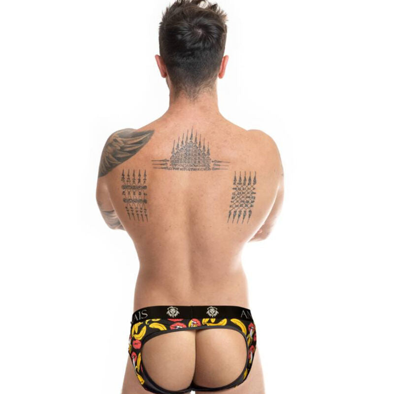 Slip bikini banana ANAIS MEN JOCK in taglia S, stile sportivo con stampa colorata e comodo tessuto elastico.