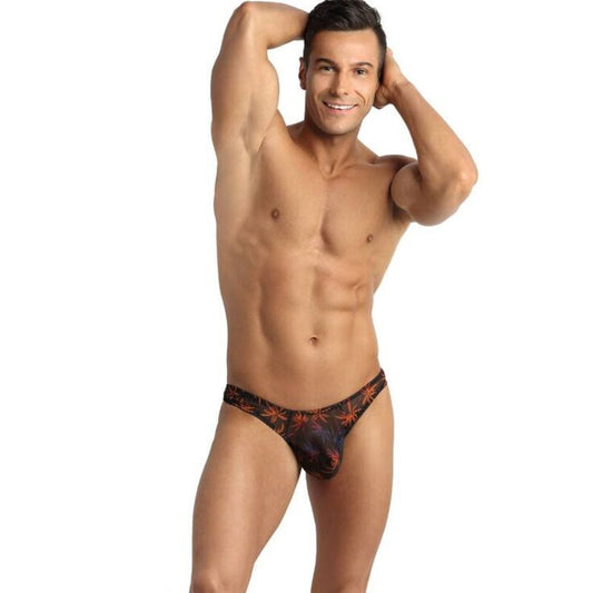 Slip e perizoma ANAIS MEN CHILL STRING S in tessuto morbido, colore nero, vista frontale, marca ANAIS MEN SLIP & THONG