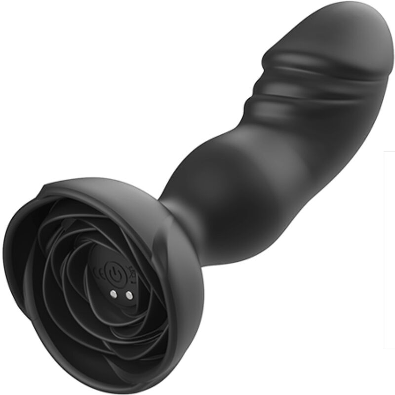 Vibratore anal ARMONY Extreme A Bloom rosa con telecomando, plug anale nero, design elegante e dettagli realistici.