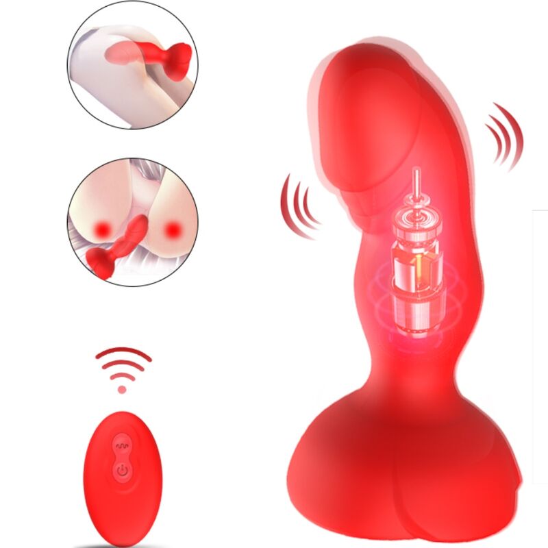 Vibratore analino ARMONY EXTREME A BLOOM rosso con telecomando, plug e design elegante, prodotto da ARMONY ANAL.