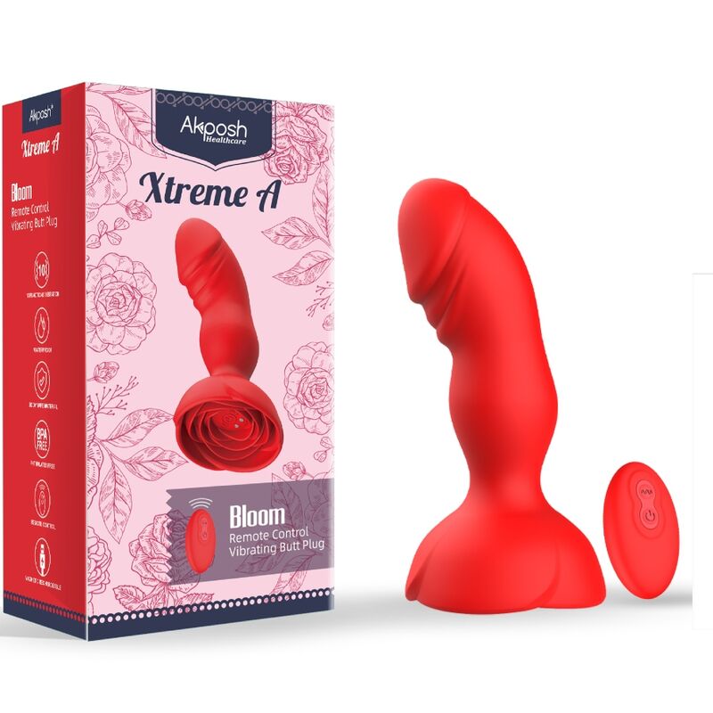 Vibratore ARMONY - EXTREME A BLOOM con telecomando, plug anale rosa, design elegante e materiali di alta qualità.