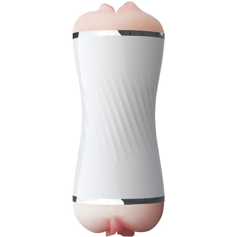 Masturbatore bianco ARMONY FOR HIM con doppia apertura vagina e bocca, dettagli realistici e texture morbida.