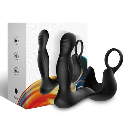 Vibratore surround anale ARMONY per lui con stimolatore testicolo e anello con telecomando nero, design ergonomico e discreto.