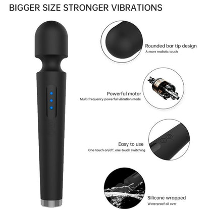 Massaggiatore e vibratore ARMONY X POWER nero con 7 vibrazioni, design grande e ergonomico, per massaggi e piacere.