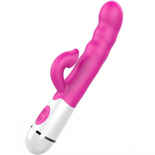 Vibratore multifunzione ARMONY AMIR rosa con lingua stimolante e 16 velocità, design elegante e compatto.