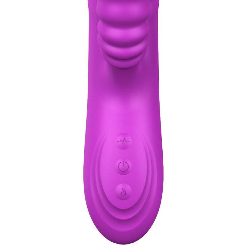 Vibratore multifunzione ARMONY Angelia con doppia lingua, effetto calore, colore viola, design elegante e dettagli realistici.