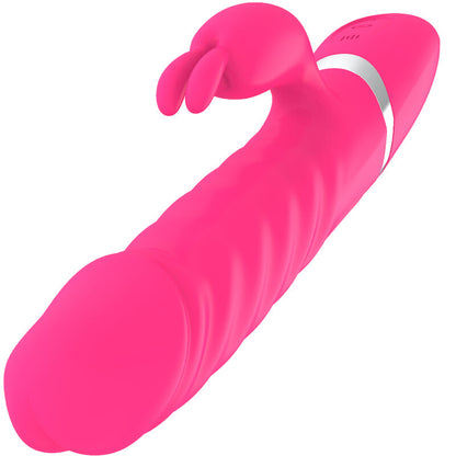 Dildo vibrante fucsia ARMONY VIBRATORS, con stimolatore integrato e design ergonomico, mostrato in primo piano.