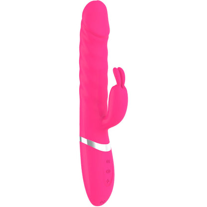 Dildo vibrante ARMONY VIBRATORS di colore fucsia, con vibrazione visibile, design ergonomico e dettagli realistici.